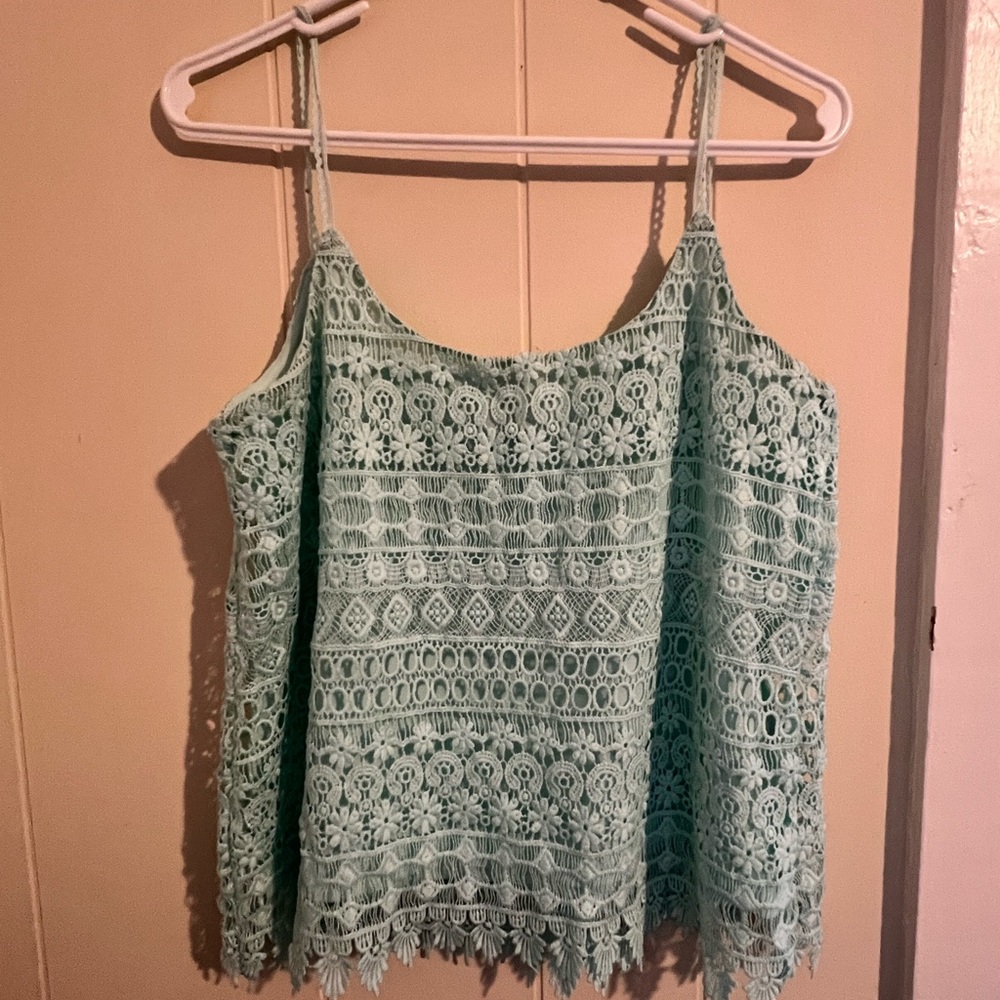 Blue lace, spaghetti, strap tank top